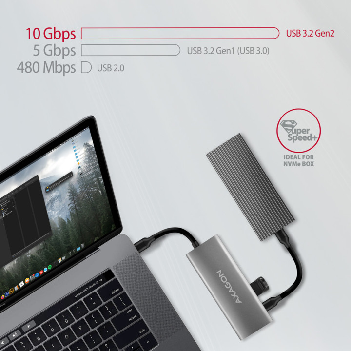 Докинг станция AXAGON HMC-5G21 SPEEDSTER 5in1, 2x USB-A 3.2 Gen 2 + 2x USB-C 3.2 Gen 2 + HDMI 4K/30Hz, PD 60W - 7