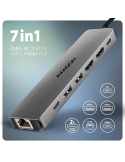 Докинг станция AXAGON HMC-7HX2, USB-C 3.2 Gen 1, 2x USB-A, 1x USB-C, 2x HDMI 4K 60Hz, Gigabit Ethernet, PD 100W - 2