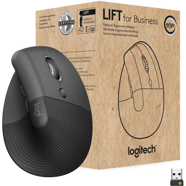 Bluetooth/Безжична геймърска мишка Logitech Ergo Lift Vertical, 4000 DPI, Graphite/Black - 910-006494 - 5