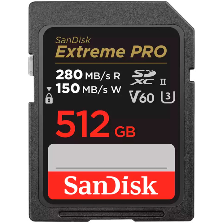 SD карта SanDisk Extreme PRO, 512GB SDXC V60 UHS-II 280/150MB/s - SDSDXEP-512G-GN4IN - 1