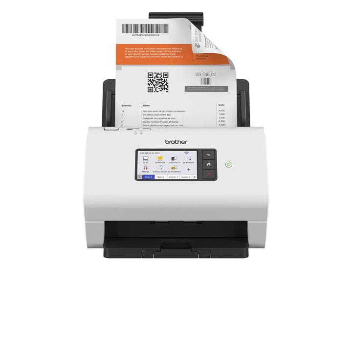 Скенер Brother ADS-4900W, Професионален настолен документ скенер, 60 ppm, 600x600 dpi, ADF 100 листа, USB 3.0, Безжична мрежа - 