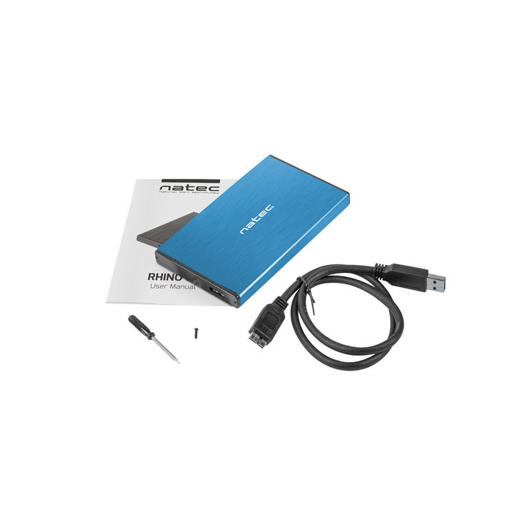 Външна кутия за твърд диск NATEC Rhino Go, 2.5" SATA, USB 3.0, Aluminum, Синя - NKZ-1280 - 6