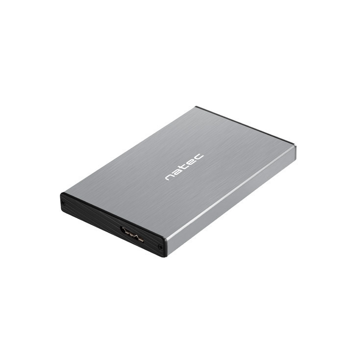 Кутия за твърд диск Natec Rhino Go, 2.5" SATA, USB 3.0, Алуминиева, Сива - NKZ-1281 - 1