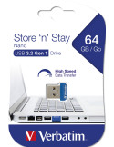 USB памет Verbatim Nano Store 'N' Stay, 64GB USB 3.0 - 98711 - 3