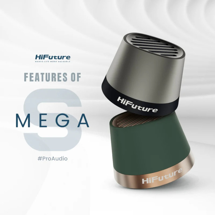 Bluetooth Тонколонка HiFuture Mega S Green, Bluetooth 5.4, 5W, 10h батерия, IPX4 - 6972576182234 - 2