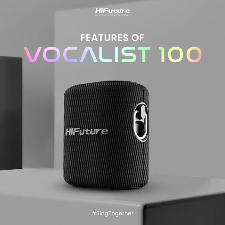 Портативна Bluetooth тонколона HiFuture Vocalist100, 20W, Karaoke, 2x безжични микрофона, 4000mAh батерия, RGB, Bluetooth 5.3, I