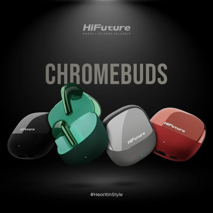Bluetooth/Безжични слушалки HiFuture ChromeBuds, Red, In-ear, Bluetooth 5.4, IPX5, до 30 часа батерия - 6972576182708 - 3
