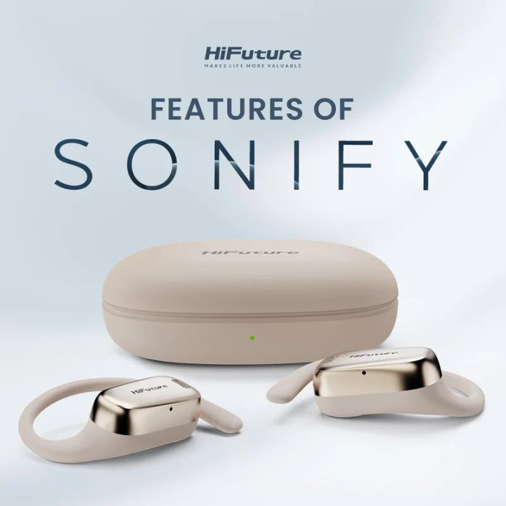 Bluetooth /Безжични слушалки HiFuture Sonify, Champagne Gold, Bluetooth 5.4, 4 микрофона ENC, до 20 часа работа, IPX5, 15mm драй