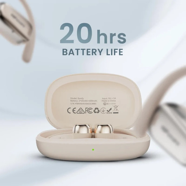 Bluetooth /Безжични слушалки HiFuture Sonify, Champagne Gold, Bluetooth 5.4, 4 микрофона ENC, до 20 часа работа, IPX5, 15mm драй