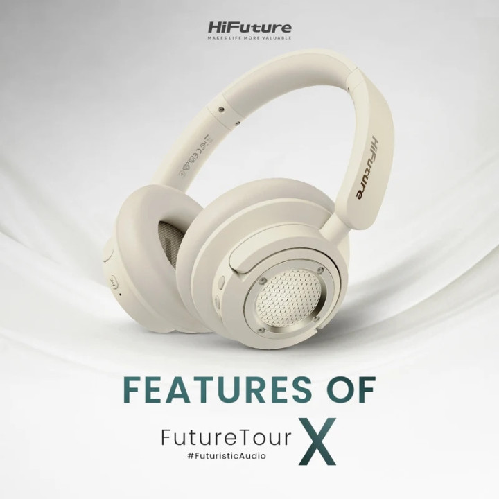 Bluetooth  слушалки HiFuture FutureTour X, Champagne Gold, Wireless 5.4, Active Noise Cancelling, 35 часа работа - 6972576182210