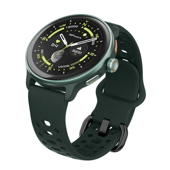 Смарт часовник HiFuture Vela, 1.43" AMOLED 466x466, Dual Core, Bluetooth 5.3, 400mAh, Dark Green - 6972576182395 - 2