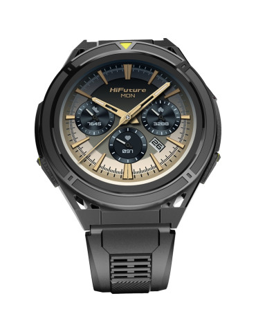 Смарт часовник HiFuture Active Black Yellow, 1.43" AMOLED 466x466, Dual Core ATS3085L, Bluetooth 5.3, 256MB, 480mAh, 5ATM - 6972576182005