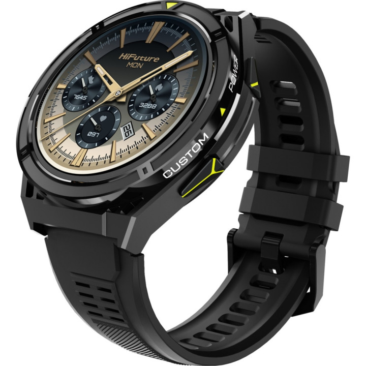 Смарт часовник HiFuture Active Black Yellow, 1.43" AMOLED 466x466, Dual Core ATS3085L, Bluetooth 5.3, 256MB, 480mAh, 5ATM - 6972