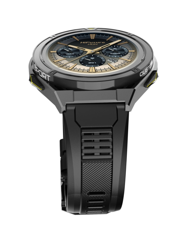 Смарт часовник HiFuture Active Black Yellow, 1.43" AMOLED 466x466, Dual Core ATS3085L, Bluetooth 5.3, 256MB, 480mAh, 5ATM - 6972