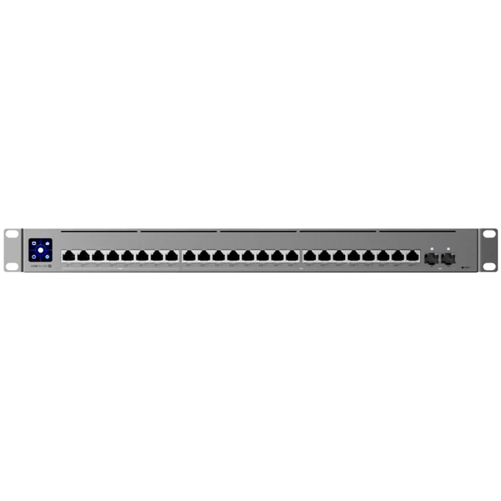 Мрежов превключвател Ubiquiti USW-Pro-XG-24-PoE-EU, 24x 10 GbE + 8x 2.5 GbE + 2x 25G SFP28, Layer 3, Rackmount 1U - 1
