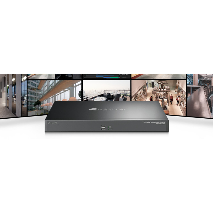 32-канално NVR записващо устройство TP-Link VIGI NVR4032H, 32-канален, 16ch@1080p/8ch@4MP/4ch@8MP, 2x RJ-45 Gigabit, 4x SATA, 2-