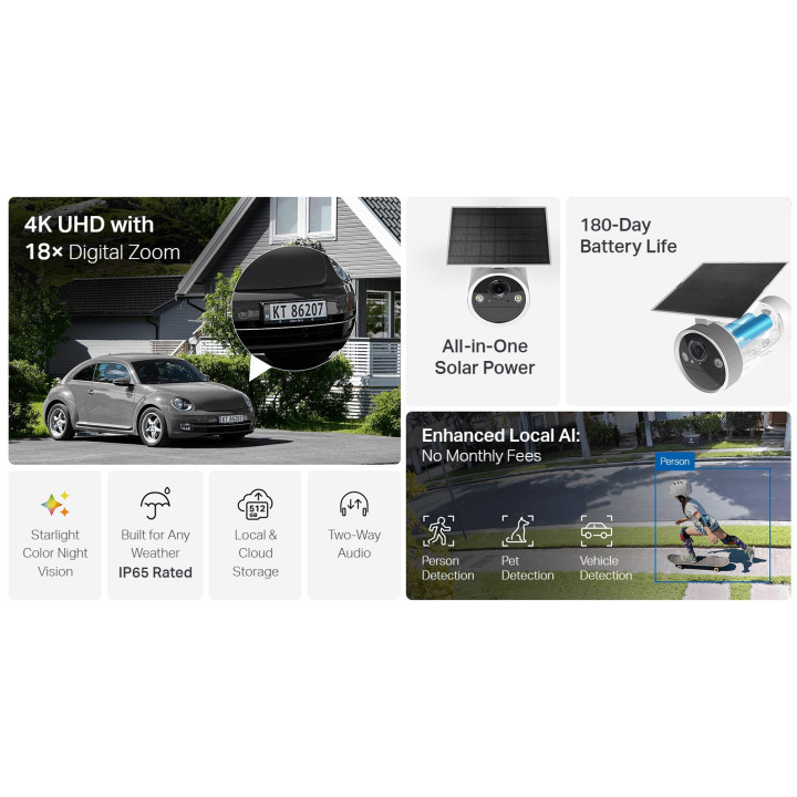 Охранителна камера TP-Link Tapo C465, 4K 8MP, Wi-Fi 5GHz, IP65, соларен панел - 14