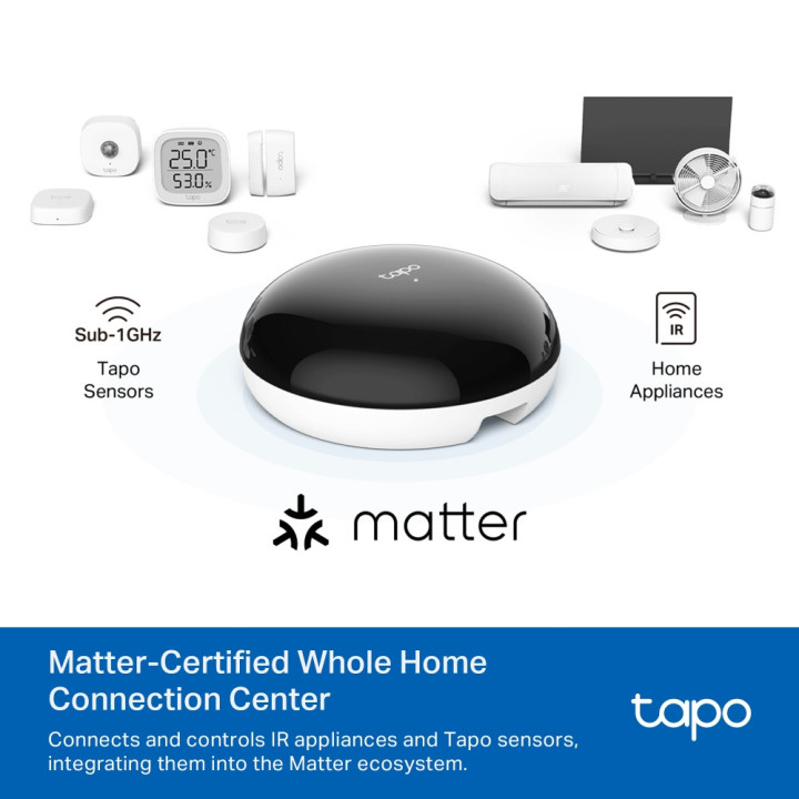 Интелигентен контролер IR и IoT Hub TP-Link Tapo H110 - управлява всички инфрачервени уреди в дома — климатици, телевизори, вент