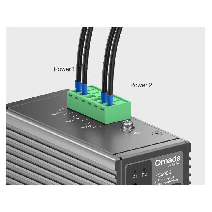 Управляем комутатор TP-Link Omada IES208G, 8-портов Gigabit, DIN-rail монтаж, redundant DC захранване - 9