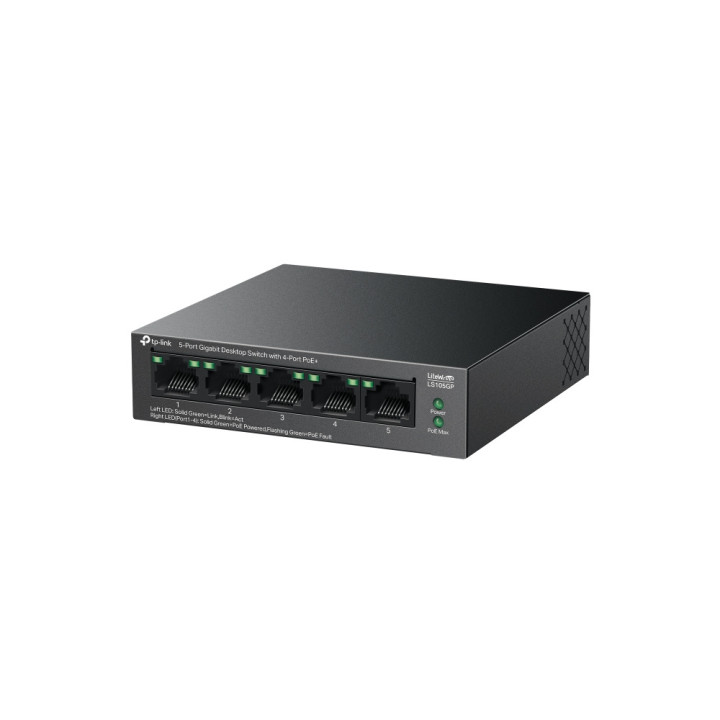 Мрежов комутатор TP-Link LS105GP, 5 портов гигабитов, 4x PoE+ - 3