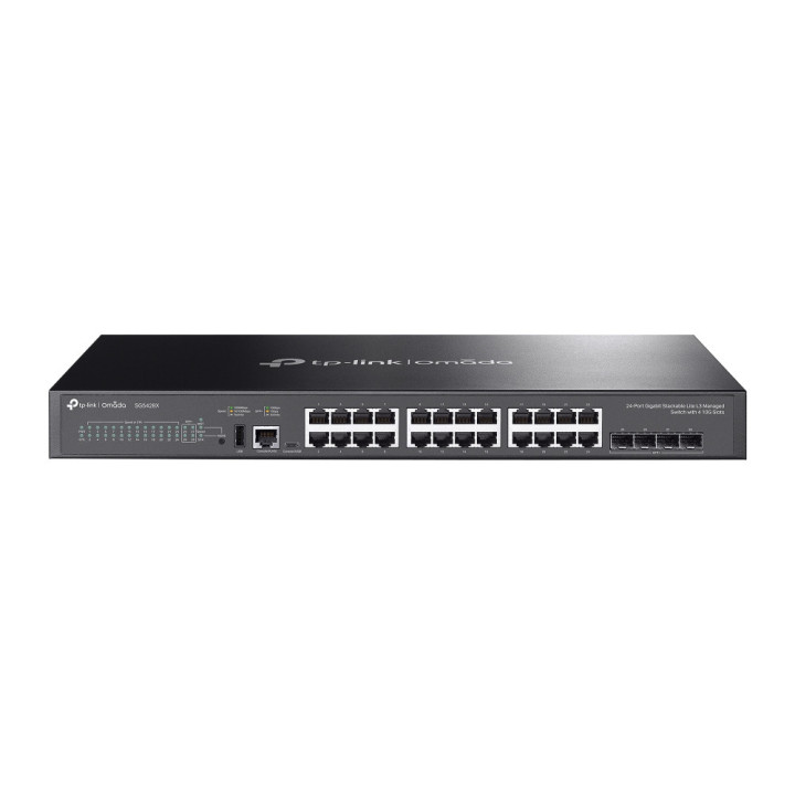 Мрежов комутатор TP-LINK Omada SG5428X, 24×1Gbps RJ45 + 4×10G SFP+, L3 управляем, 128Gbps - 1
