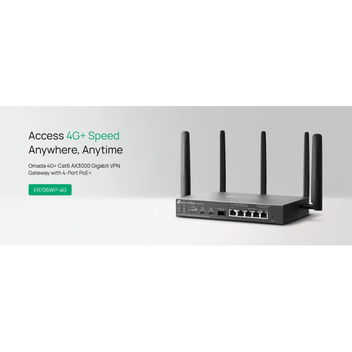 VPN рутер TP-Link Omada ER706WP-4G, AX3000, 4-портов PoE+ - 2