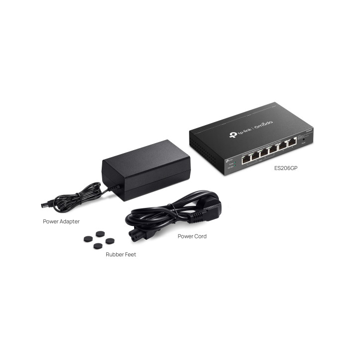 Мрежов комутатор TP-Link Omada ES206GP, 6 портa Gigabit, 4x PoE+ - 3