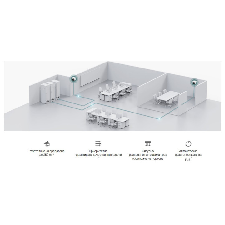 Мрежов комутатор TP-Link Omada ES206GP, 6 портa Gigabit, 4x PoE+ - 6