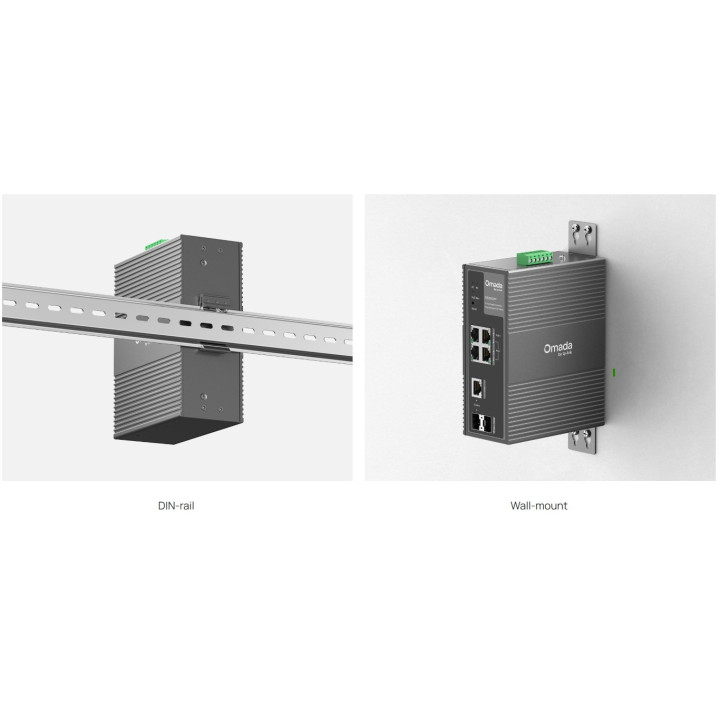 Индустриален управляем комутатор TP-Link Omada IES206GPP, 6 портов гигабитов, 3× PoE+ и 1× PoE++, DIN-rail монтаж - 10