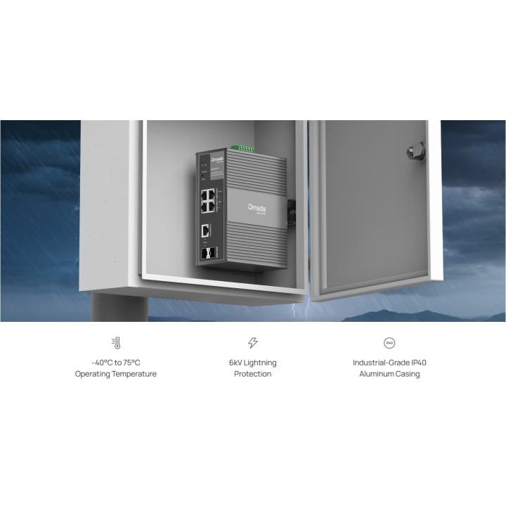 Индустриален управляем комутатор TP-Link Omada IES206GPP, 6 портов гигабитов, 3× PoE+ и 1× PoE++, DIN-rail монтаж - 11