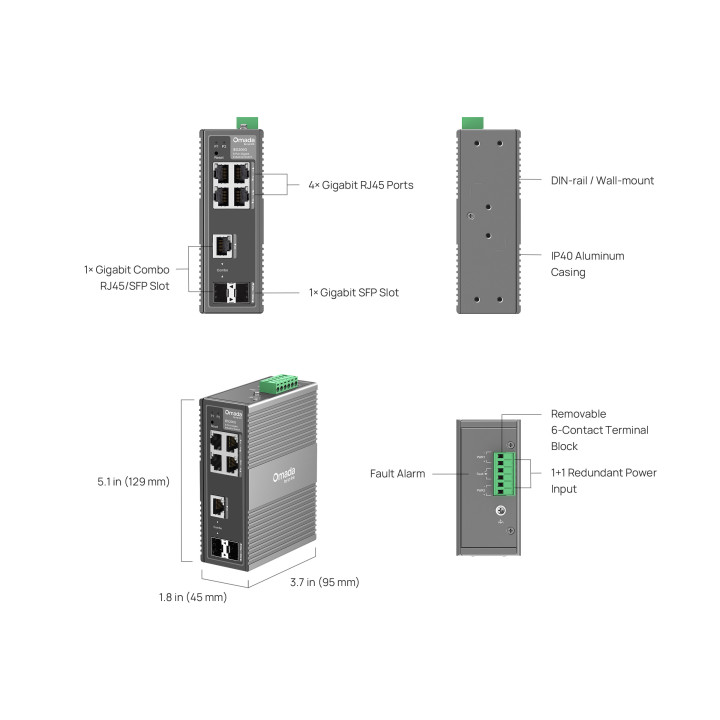 Мрежов комутатор TP-Link Omada IES206G, 6-портов гигабитов индустриален, управляем, DIN-rail монтаж - 11