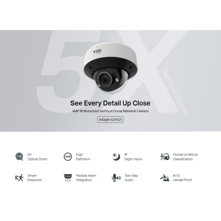 Мрежова камера TP-Link VIGI InSight S245ZI, 4MP, Куполна, Моторизирана, Wi-Fi, Външен монтаж - 2