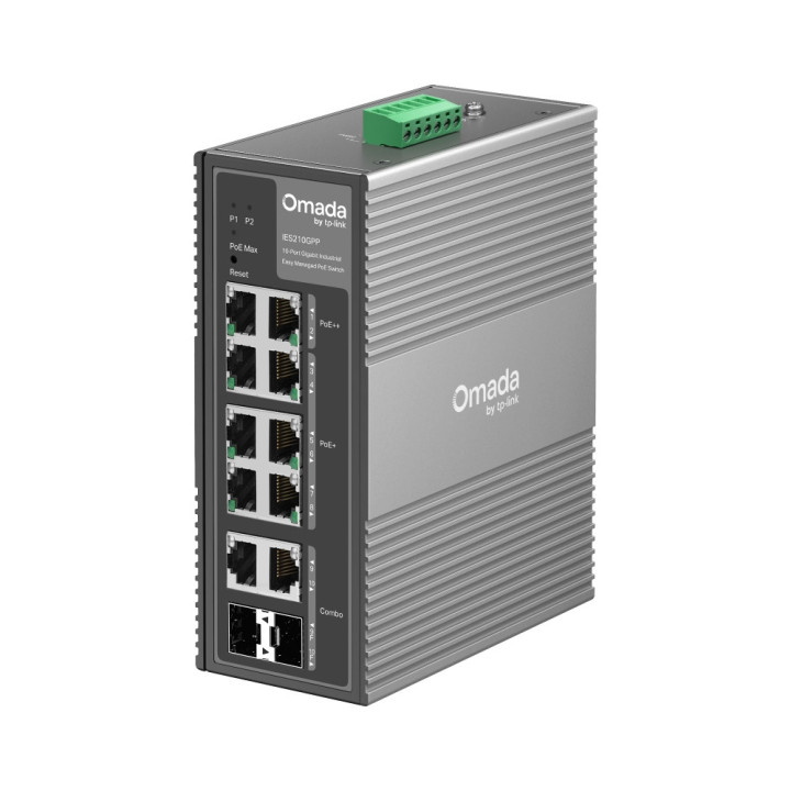 Мрежов комутатор TP-Link Omada IES210GPP, 10 портов Gigabit, 6 PoE+ и 2 PoE++ порта  - 1