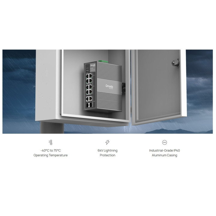 Мрежов комутатор TP-Link Omada IES210GPP, 10 портов Gigabit, 6 PoE+ и 2 PoE++ порта  - 8