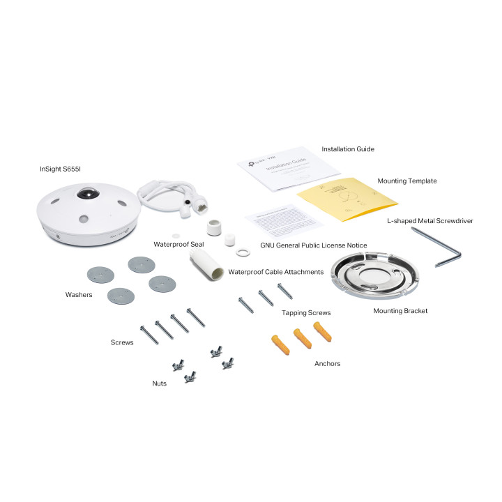 Мрежова камера TP-Link VIGI InSight S655I, 5MP Fisheye и fisheye обектив за 360° покритие без мъртви зони, IR Night Vision, Micr