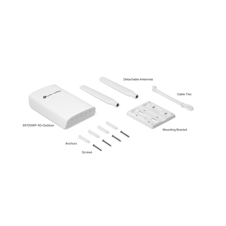 Гигабитен външен/вътрешен TP-Link Omada ER703WP-4G-Outdoor Gateway 4G+ Cat6 AX3000 Wi-Fi 6 - 3