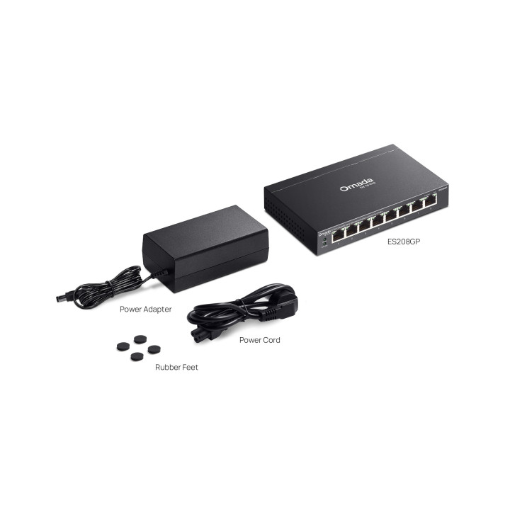 Мрежов комутатор TP-Link Omada ES208GP, 8× Gigabit PoE+ портa, Easy Managed - 4