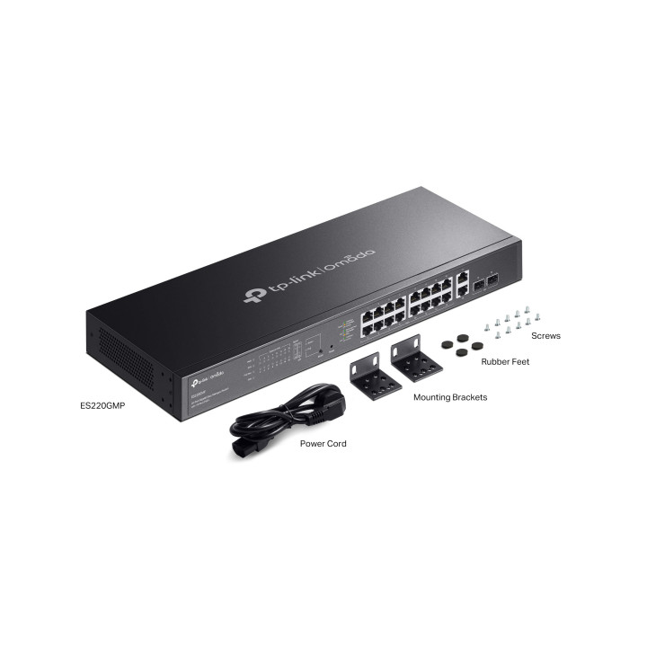 Мрежов комутатор TP-Link Omada ES220GMP, 20 порта Gigabit, 16 PoE+, управляем - 3