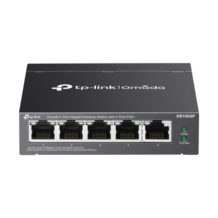 Мрежов комутатор TP-Link DS105GP, 5 портa 1000 Mbps с PoE+ - DS105GP - 1