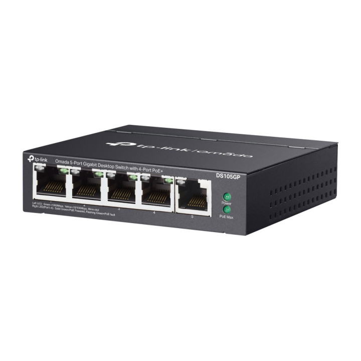 Мрежов комутатор TP-Link DS105GP, 5 портa 1000 Mbps с PoE+ - DS105GP - 5