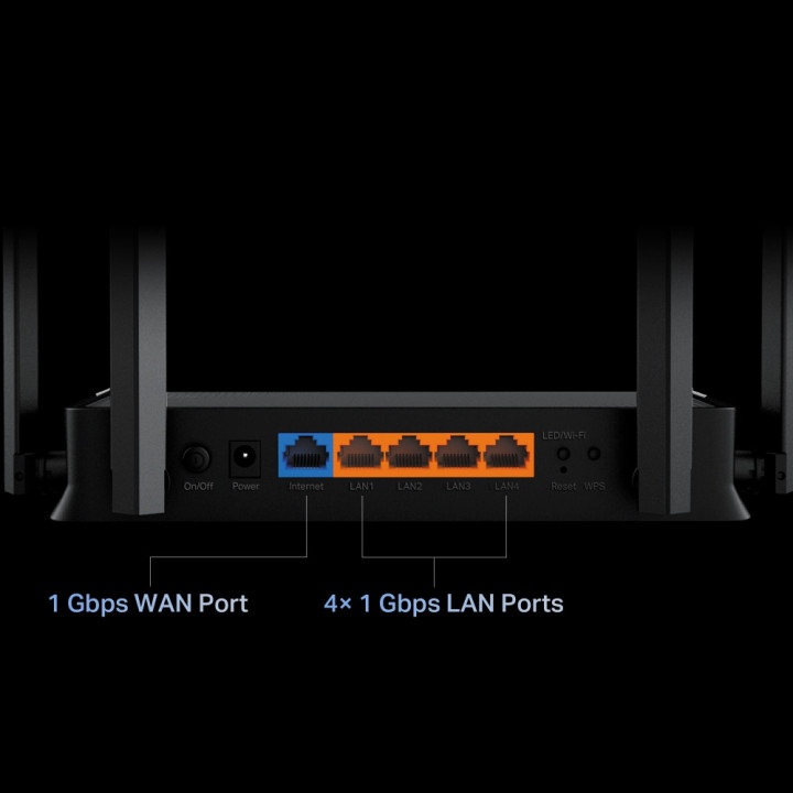 Wi-Fi 7 рутер TP-LINK Archer BE220, BE3600, 2.4 GHz 688 Mbps, 4x 1Gbps LAN, Desktop - 3
