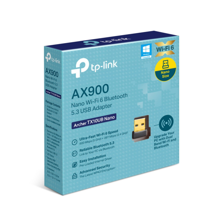 Безжичен USB адаптер TP-Link Archer TX10UB Nano, Wi-Fi 6 AX900, Bluetooth 5.3 - 8