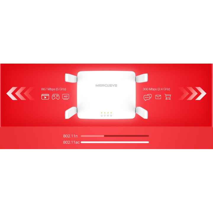 Безжичен рутер MERCUSYS AC10, AC1200 двулентов - 5