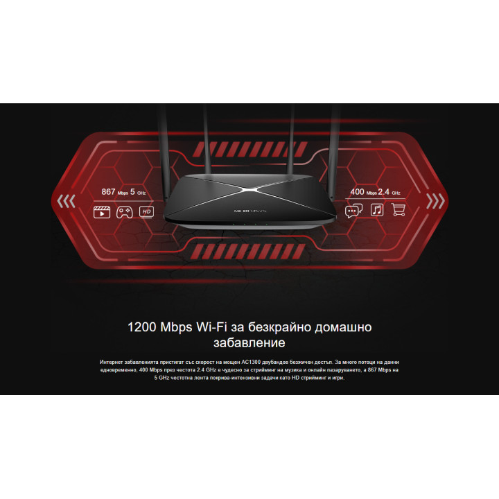 Безжичен рутер Mercusys AC12G, двубандов, 1267 Mbps, 4× антени, 2.5 Gbps WAN - 5