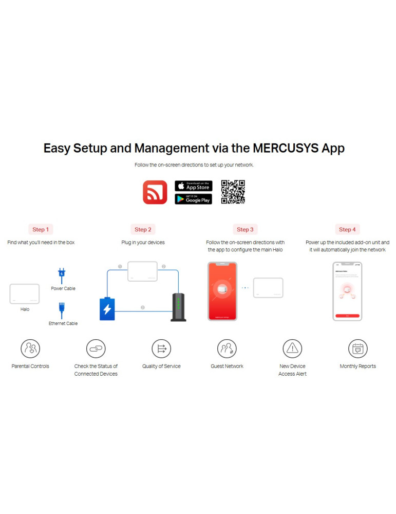 Безжична Wi-Fi 6 Mesh система Mercusys Halo H85X (3-pack), AX3000, 2.4 GHz 574 Mbps, Desktop - 6