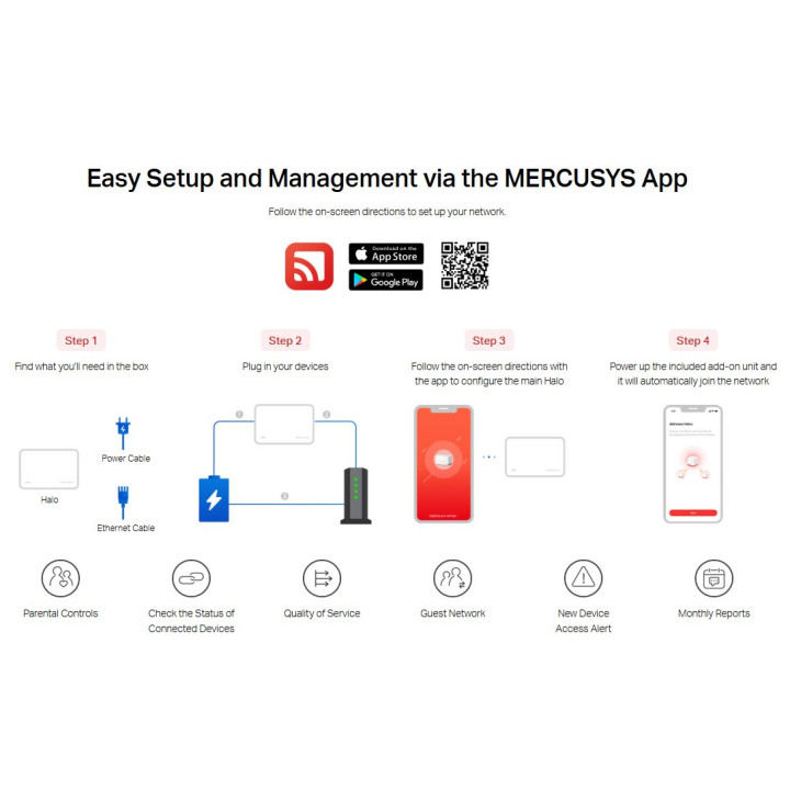 Безжична Wi-Fi 6 Mesh система Mercusys Halo H85X (3-pack), AX3000, 2.4 GHz 574 Mbps, Desktop - 6