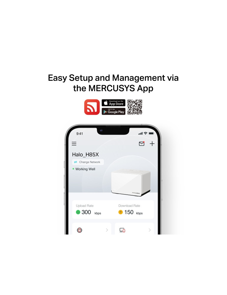 Безжична Wi-Fi 6 Mesh система Mercusys Halo H85X (3-pack), AX3000, 2.4 GHz 574 Mbps, Desktop - 7