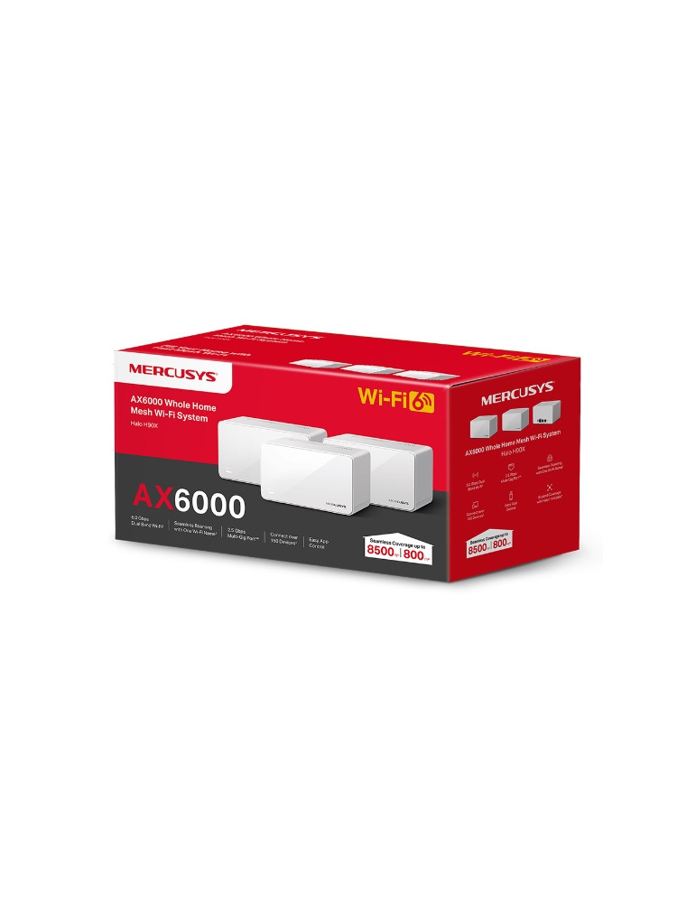 Безжична Wi-Fi 6 Mesh система Mercusys Halo H90X, AX6000, 2.4GHz 1148Mbps + 5GHz, 3-pack - 11