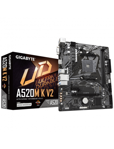 Дънна платка Gigabyte A520M K V2, Socket AM4, mATX, 2xDDR4, M.2 NVMe - A520M K V2