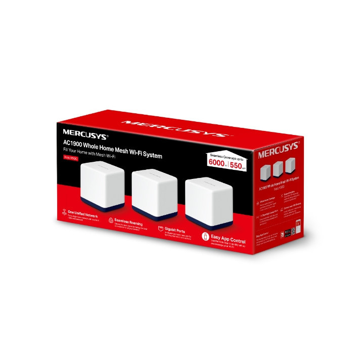 Безжична Wi-Fi Mesh система Mercusys Halo H50G (3-pack), AC1900, 2.4GHz/5GHz, 3× Gigabit LAN порта - 12